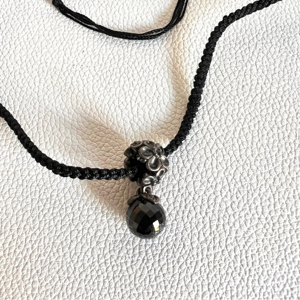 Sterling Silver .925 Black Stone Pendant Necklace